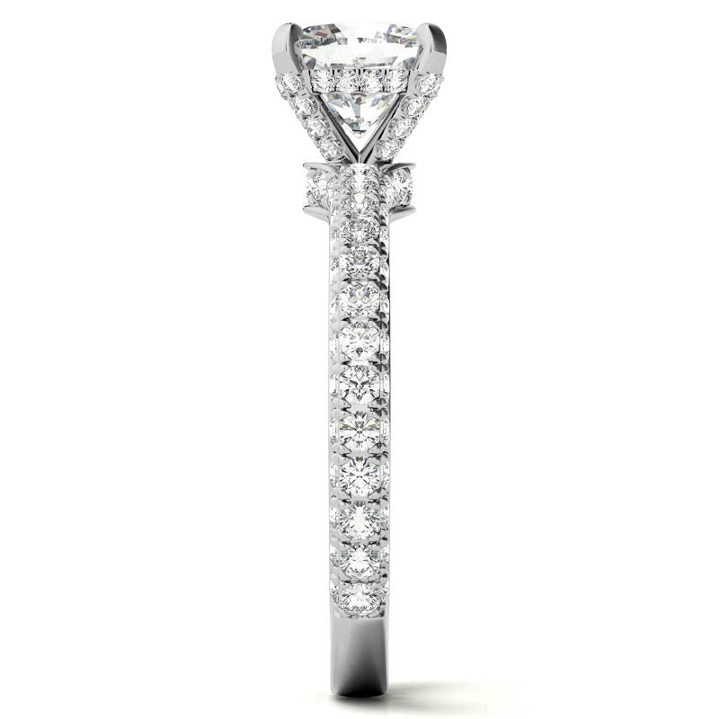 4-Prong Cushion Pave Moissanite Engagement Ring
