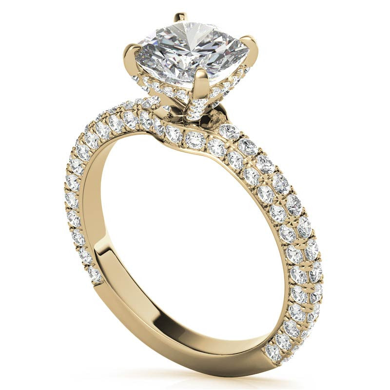4-Prong Cushion Pave Moissanite Engagement Ring