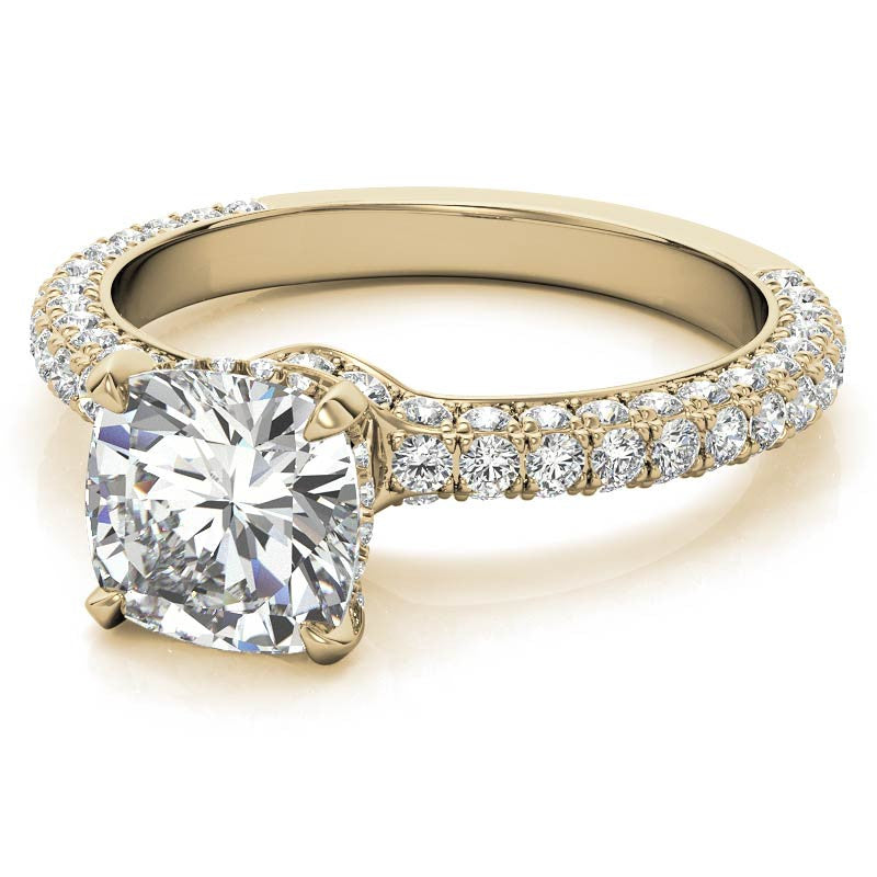 4-Prong Cushion Pave Moissanite Engagement Ring