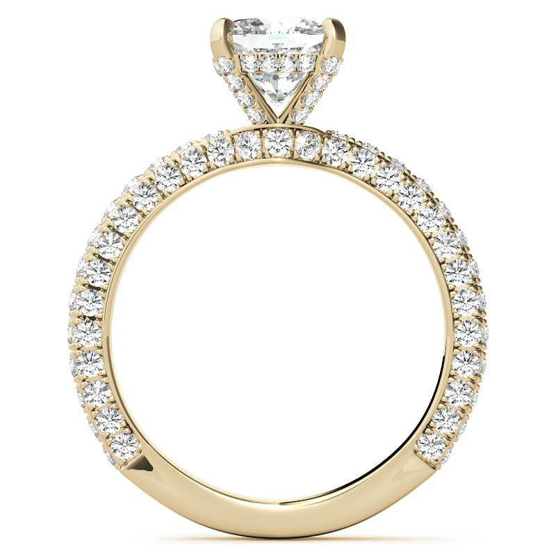 4-Prong Cushion Pave Moissanite Engagement Ring