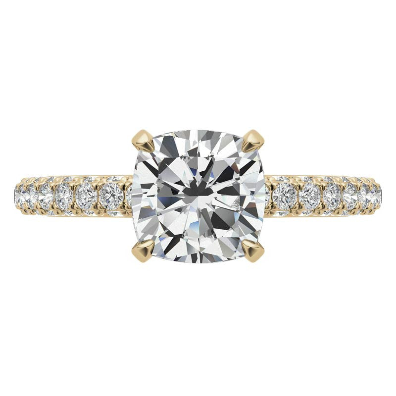 4-Prong Cushion Pave Moissanite Engagement Ring