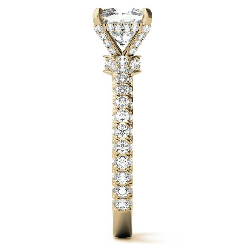 4-Prong Cushion Pave Moissanite Engagement Ring