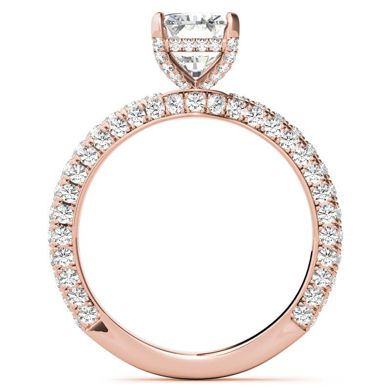 4-Prong Emerald / Radiant Pave Moissanite Engagement Ring