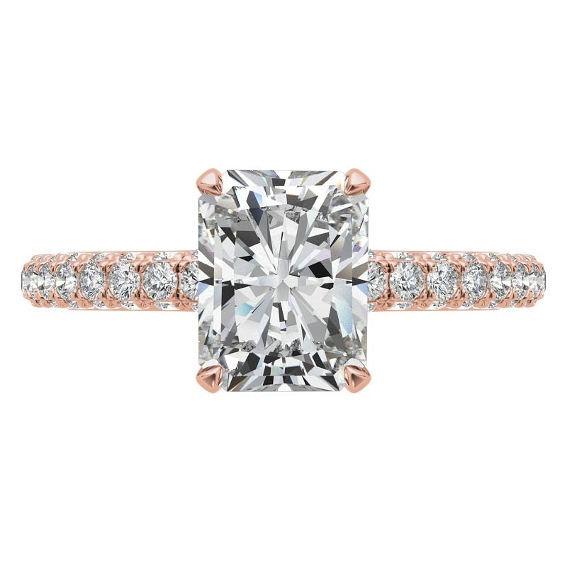 4-Prong Emerald / Radiant Pave Moissanite Engagement Ring