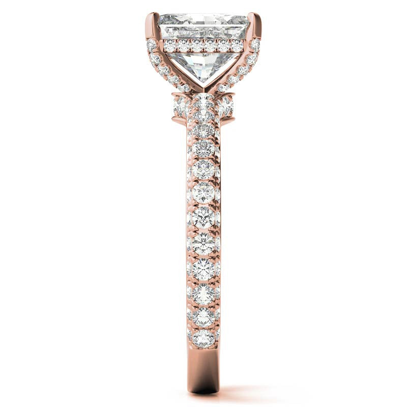 4-Prong Emerald / Radiant Pave Moissanite Engagement Ring