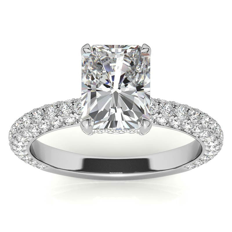 4-Prong Emerald / Radiant Pave Moissanite Engagement Ring