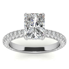 4-Prong Emerald / Radiant Pave Moissanite Engagement Ring