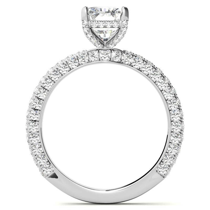 4-Prong Emerald / Radiant Pave Moissanite Engagement Ring