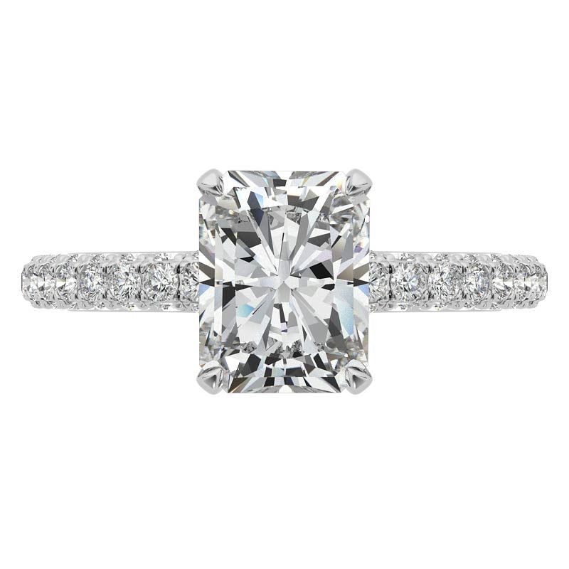 4-Prong Emerald / Radiant Pave Moissanite Engagement Ring