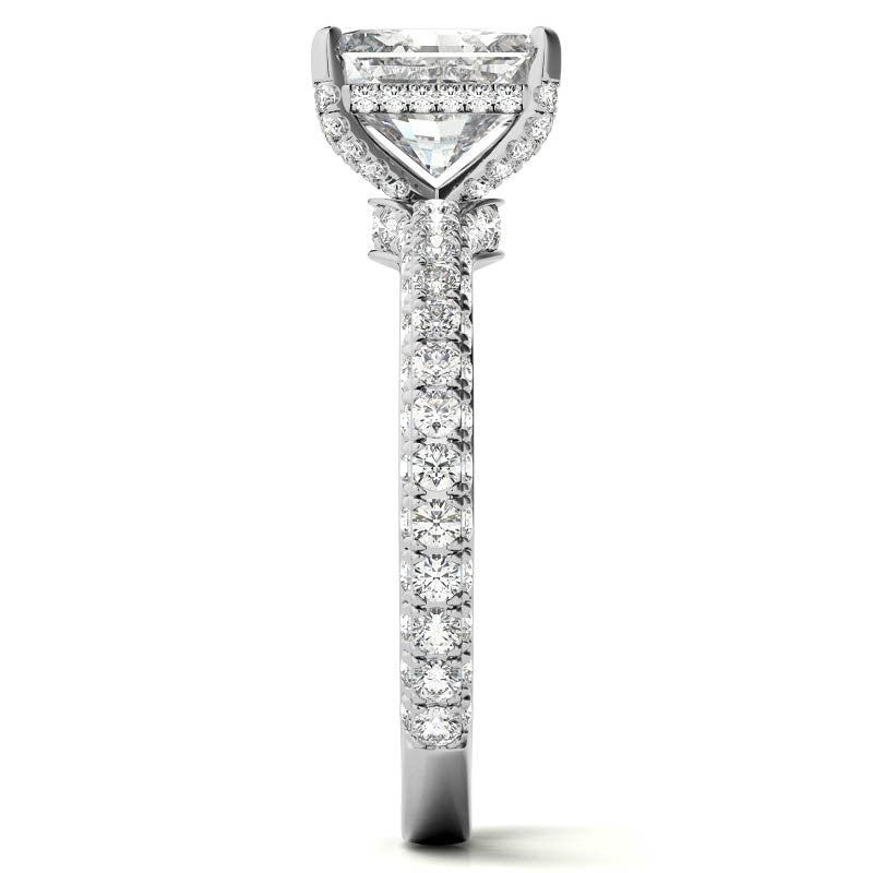 4-Prong Emerald / Radiant Pave Moissanite Engagement Ring