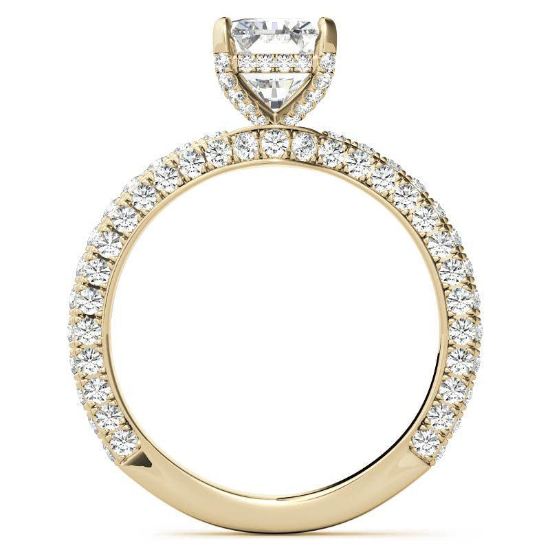 4-Prong Emerald / Radiant Pave Moissanite Engagement Ring