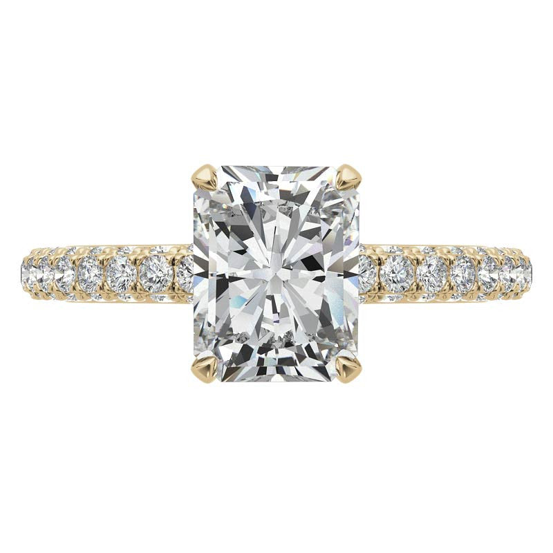 4-Prong Emerald / Radiant Pave Moissanite Engagement Ring