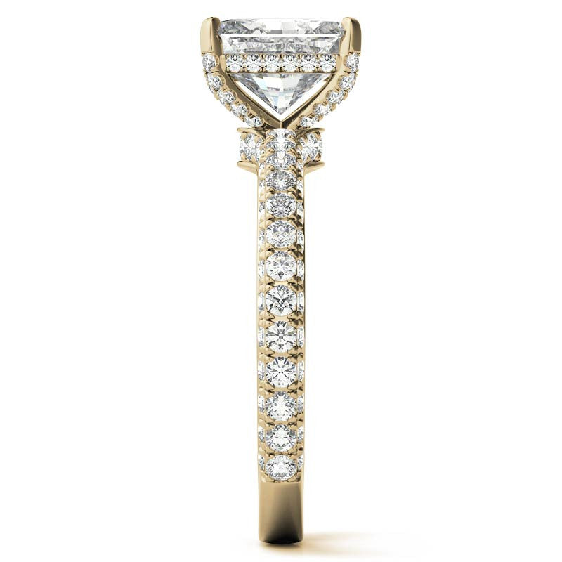 4-Prong Emerald / Radiant Pave Moissanite Engagement Ring