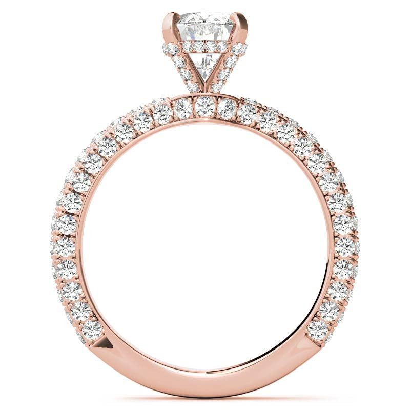 4-Prong Oval Pave Moissanite Engagement Ring