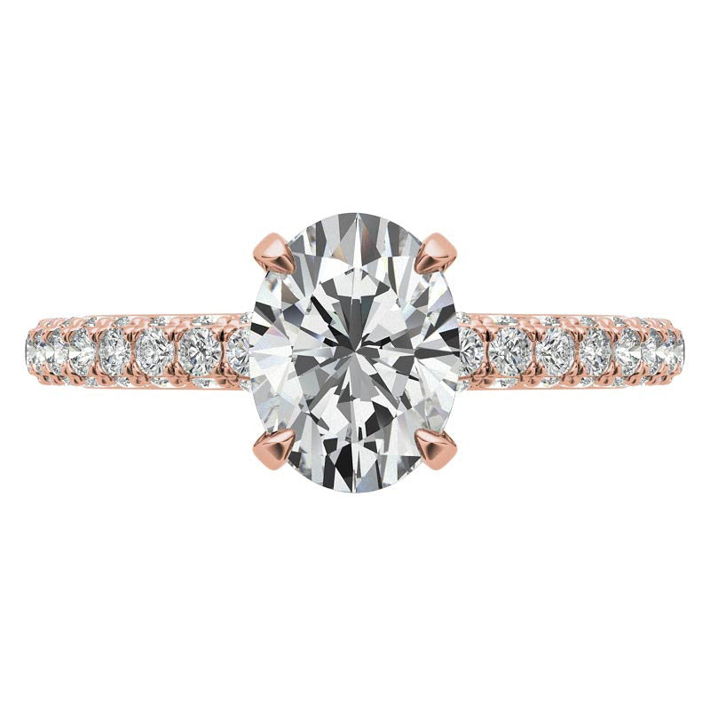 4-Prong Oval Pave Moissanite Engagement Ring