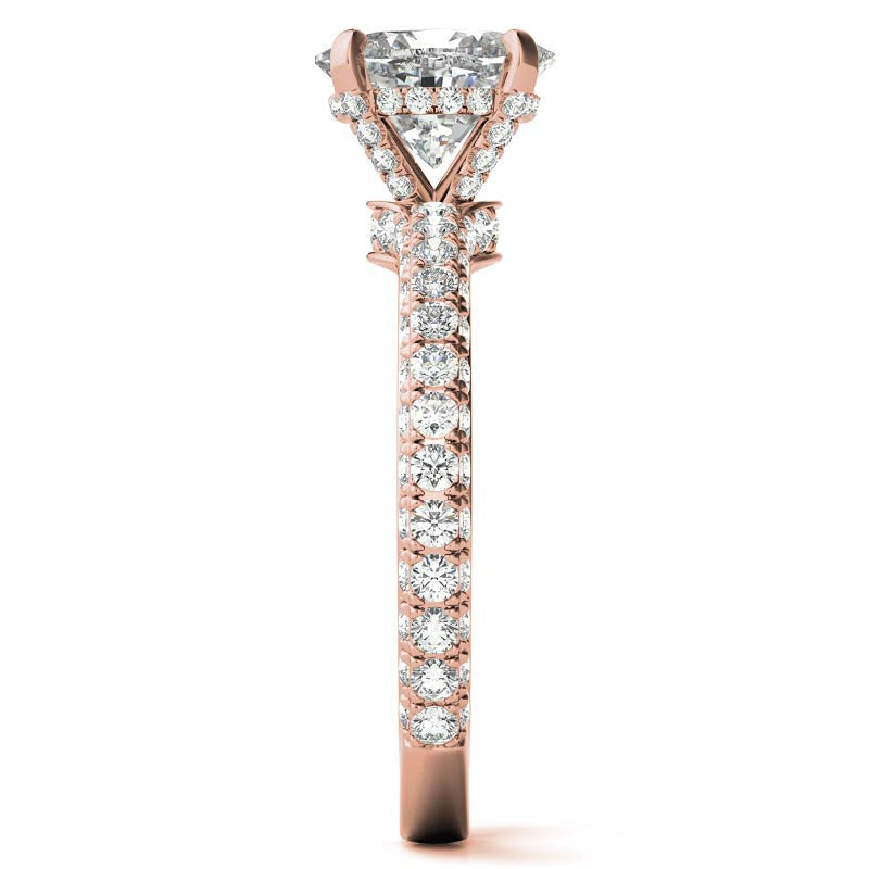 4-Prong Oval Pave Moissanite Engagement Ring