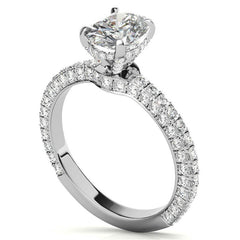 4-Prong Oval Pave Moissanite Engagement Ring