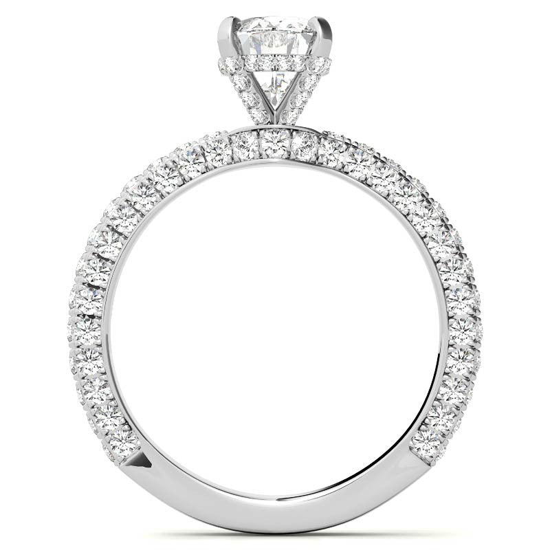 4-Prong Oval Pave Moissanite Engagement Ring