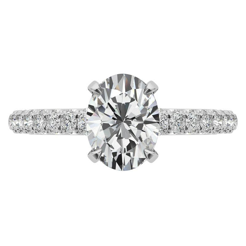 4-Prong Oval Pave Moissanite Engagement Ring
