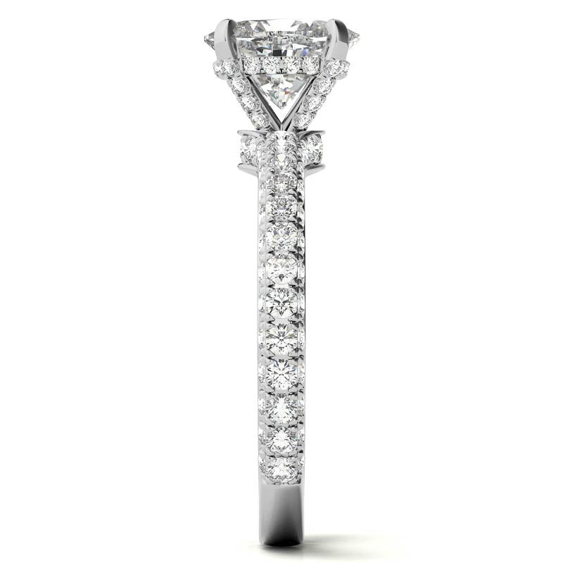 4-Prong Oval Pave Moissanite Engagement Ring