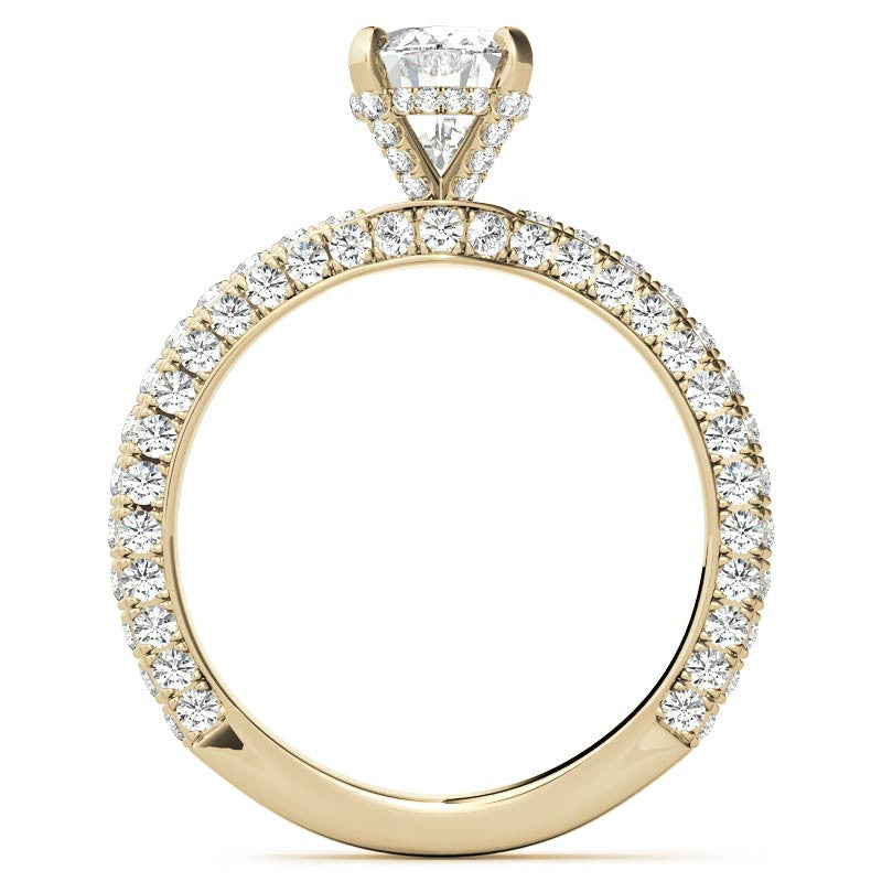 4-Prong Oval Pave Moissanite Engagement Ring