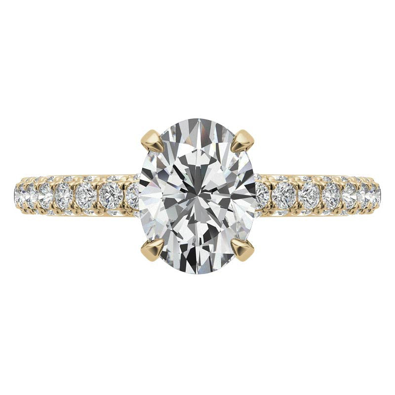 4-Prong Oval Pave Moissanite Engagement Ring