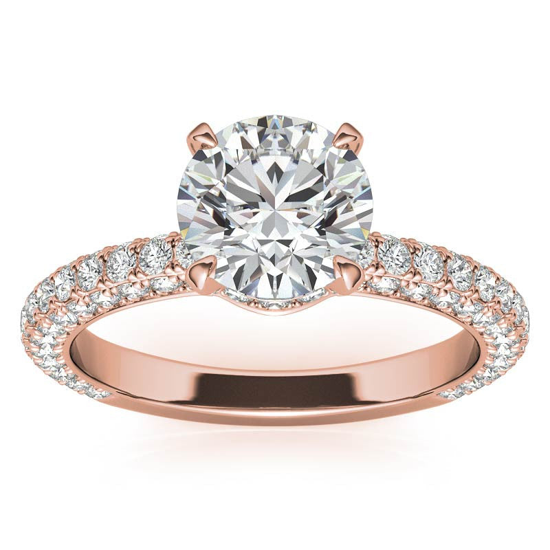 4-Prong Round Pave Moissanite Engagement Ring