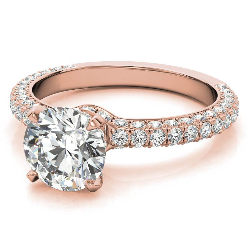 4-Prong Round Pave Moissanite Engagement Ring