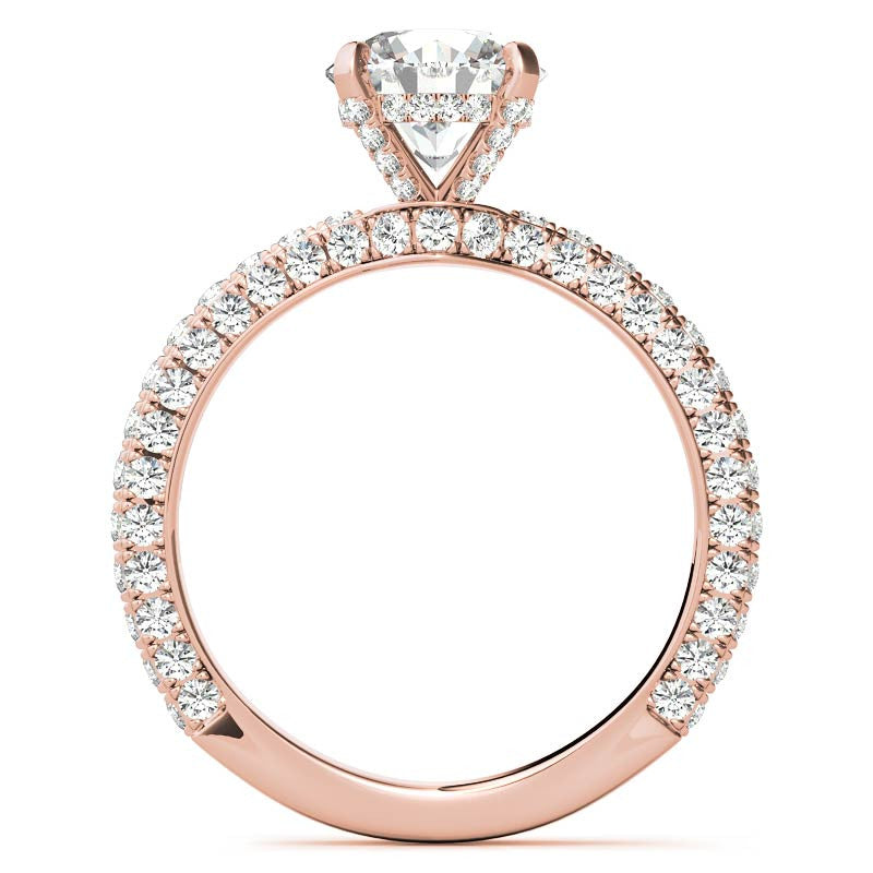 4-Prong Round Pave Moissanite Engagement Ring