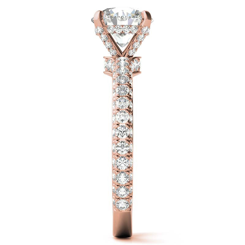 4-Prong Round Pave Moissanite Engagement Ring