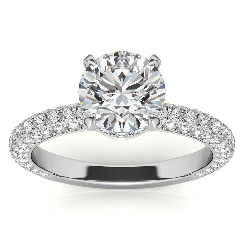 4-Prong Round Pave Moissanite Engagement Ring
