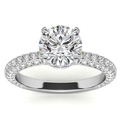 4-Prong Round Pave Moissanite Engagement Ring