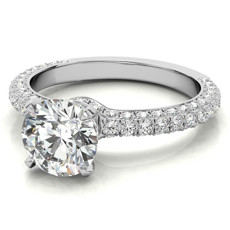 4-Prong Round Pave Moissanite Engagement Ring