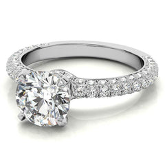 4-Prong Round Pave Moissanite Engagement Ring