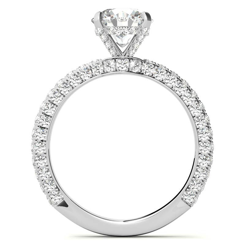 4-Prong Round Pave Moissanite Engagement Ring