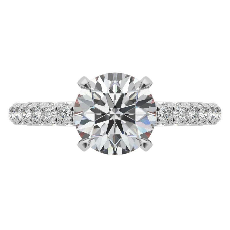 4-Prong Round Pave Moissanite Engagement Ring
