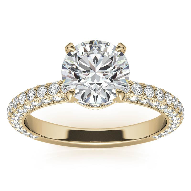 4-Prong Round Pave Moissanite Engagement Ring