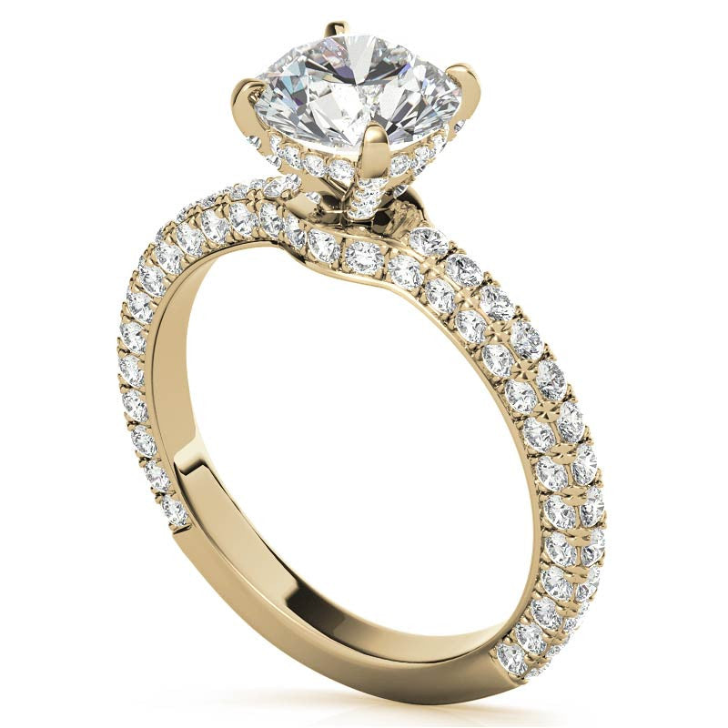 4-Prong Round Pave Moissanite Engagement Ring