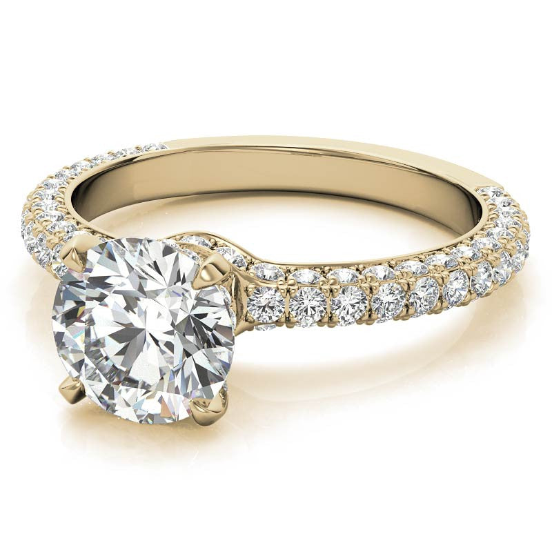 4-Prong Round Pave Moissanite Engagement Ring