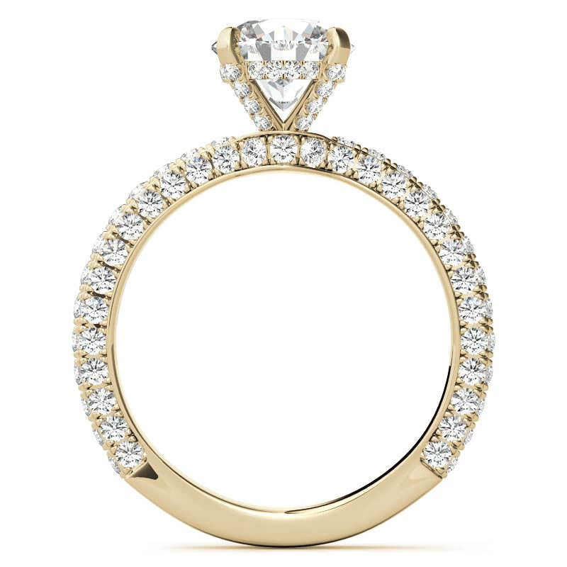 4-Prong Round Pave Moissanite Engagement Ring