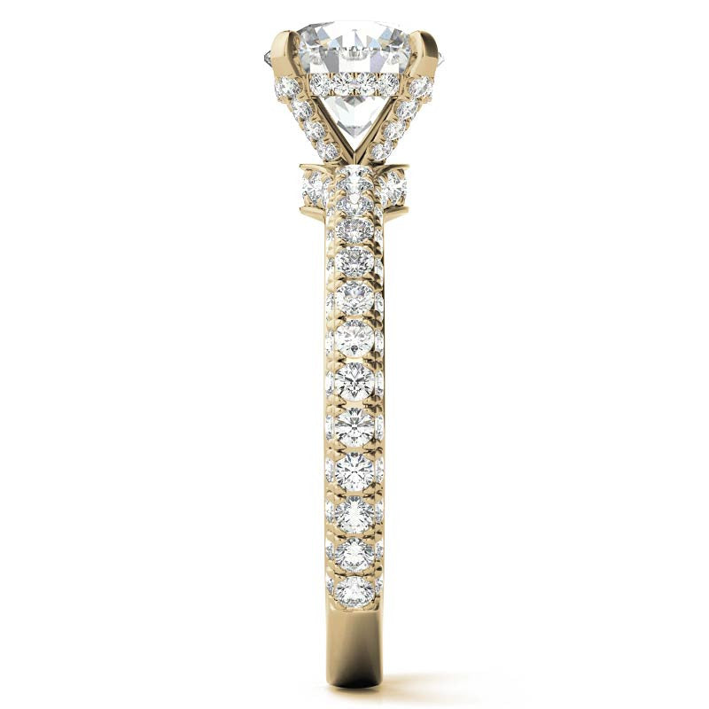 4-Prong Round Pave Moissanite Engagement Ring