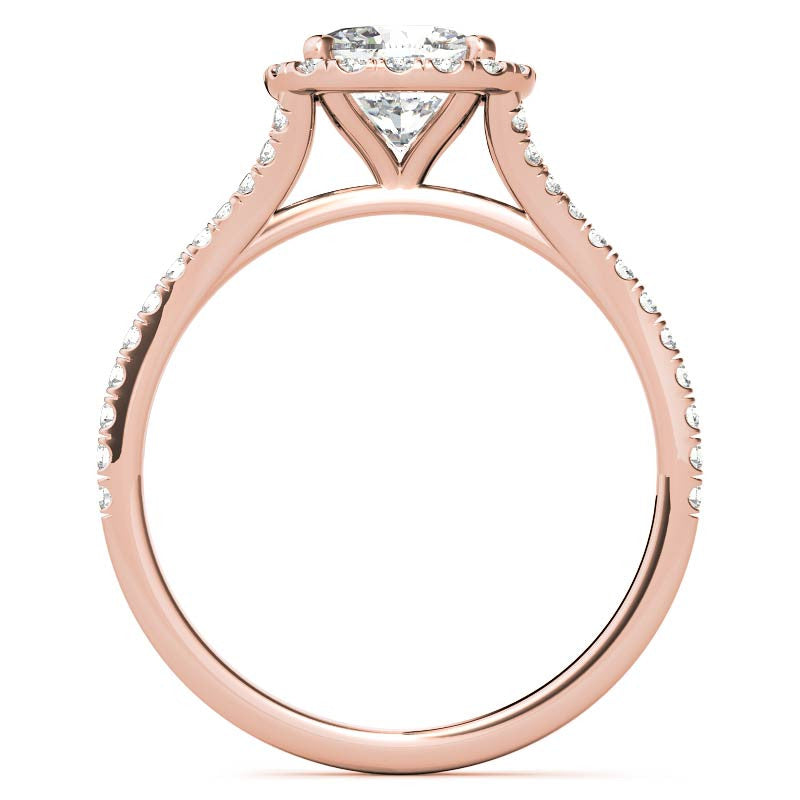 Petite Cushion Split Shank Moissanite Halo Engagement Ring