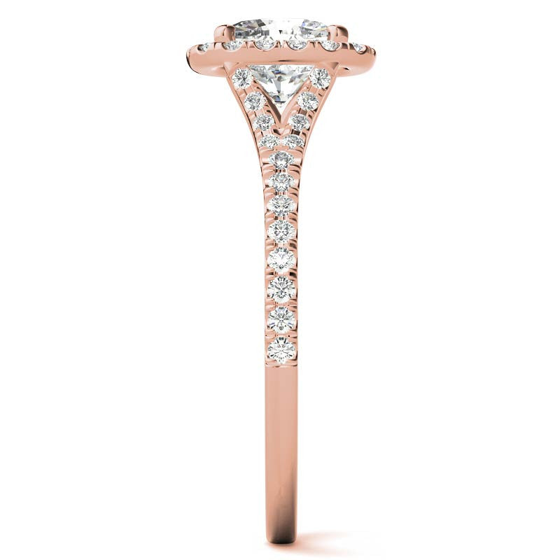 Petite Cushion Split Shank Moissanite Halo Engagement Ring