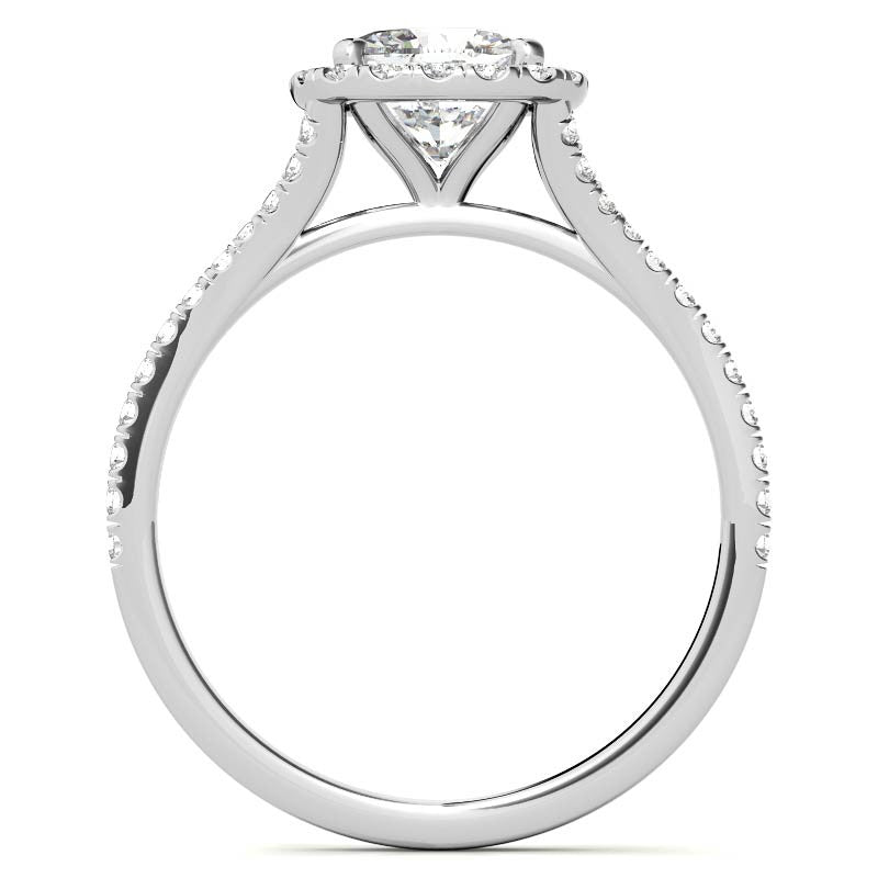 Petite Cushion Split Shank Moissanite Halo Engagement Ring