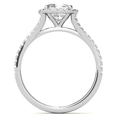 Petite Cushion Split Shank Moissanite Halo Engagement Ring