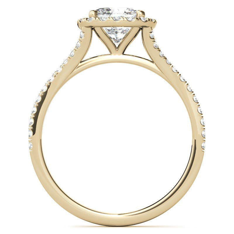 Petite Cushion Split Shank Moissanite Halo Engagement Ring