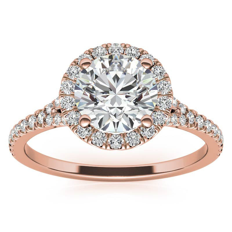 Petite Round Split Shank Moissanite Halo Engagement Ring