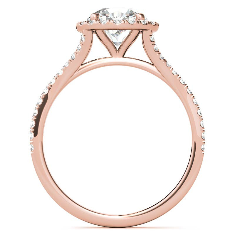 Petite Round Split Shank Moissanite Halo Engagement Ring