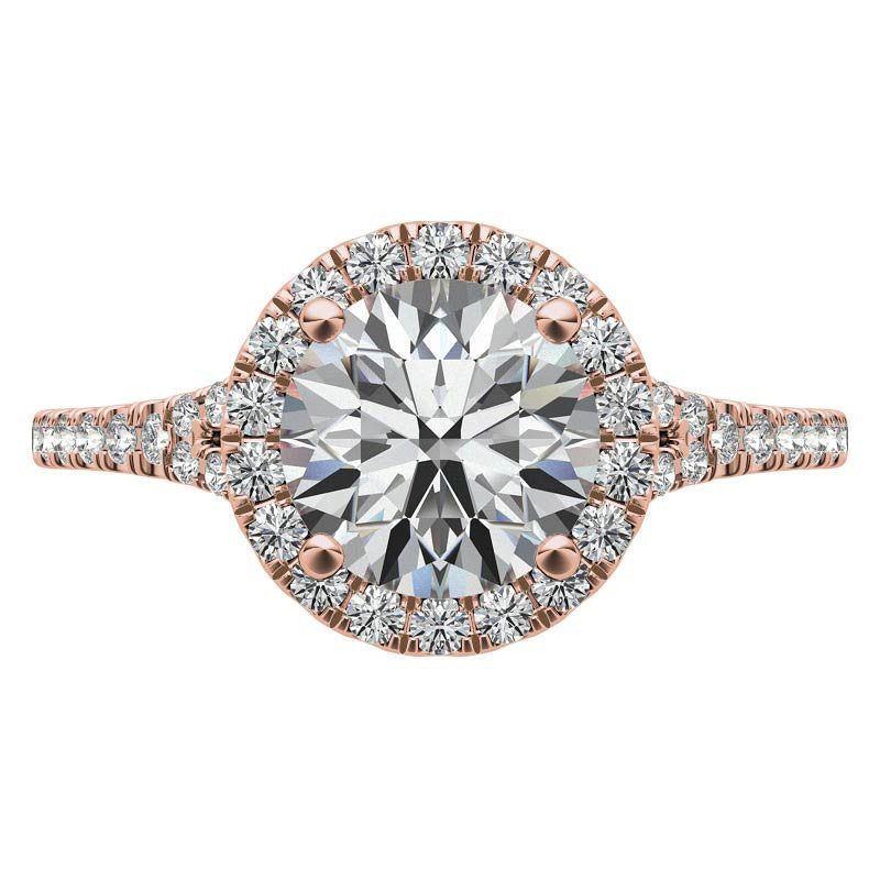 Petite Round Split Shank Moissanite Halo Engagement Ring