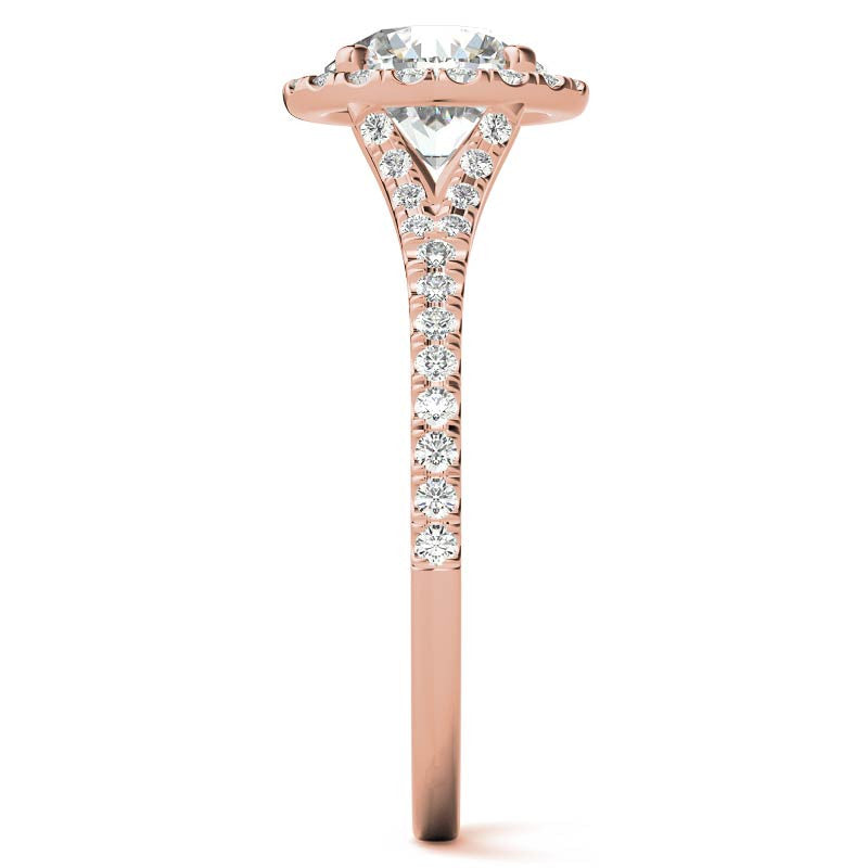 Petite Round Split Shank Moissanite Halo Engagement Ring